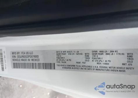 2023 Ram 1500 Classic Tradesman 4X2 8' Box from USA, damaged, VIN 3C6JR6DG3PG674693